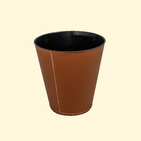 Papelera cónica forrada en cuero (ref. BET300) - cuero artesanal Betto