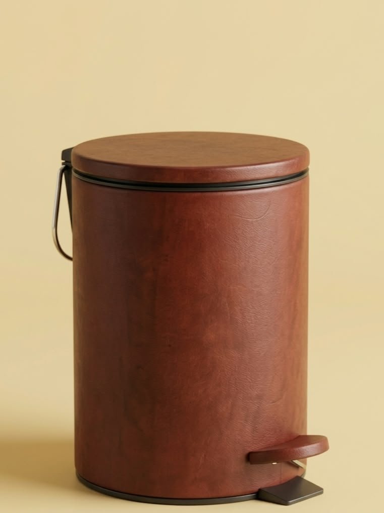Papelera redonda con pedal (ref. BET402) - cuero artesanal Betto